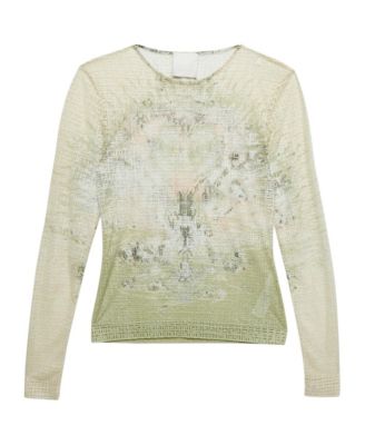 Women's Monogram Sheer Jacquard Knit Long Sleeve Top