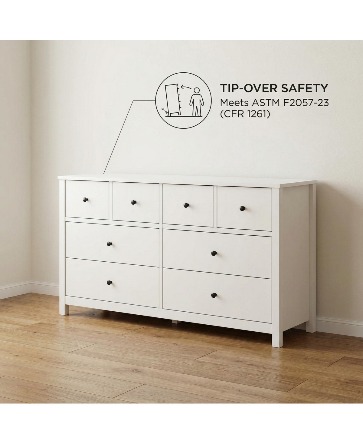 gaomon 8 Drawers Dresser for Bedroom, Fluted Wood Drawers