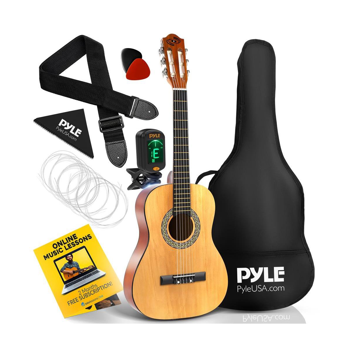Pyle 34" Classical Guitar Kit - Includes Digital Tuner, Gig Bag, and Accessories (PGACLS40)