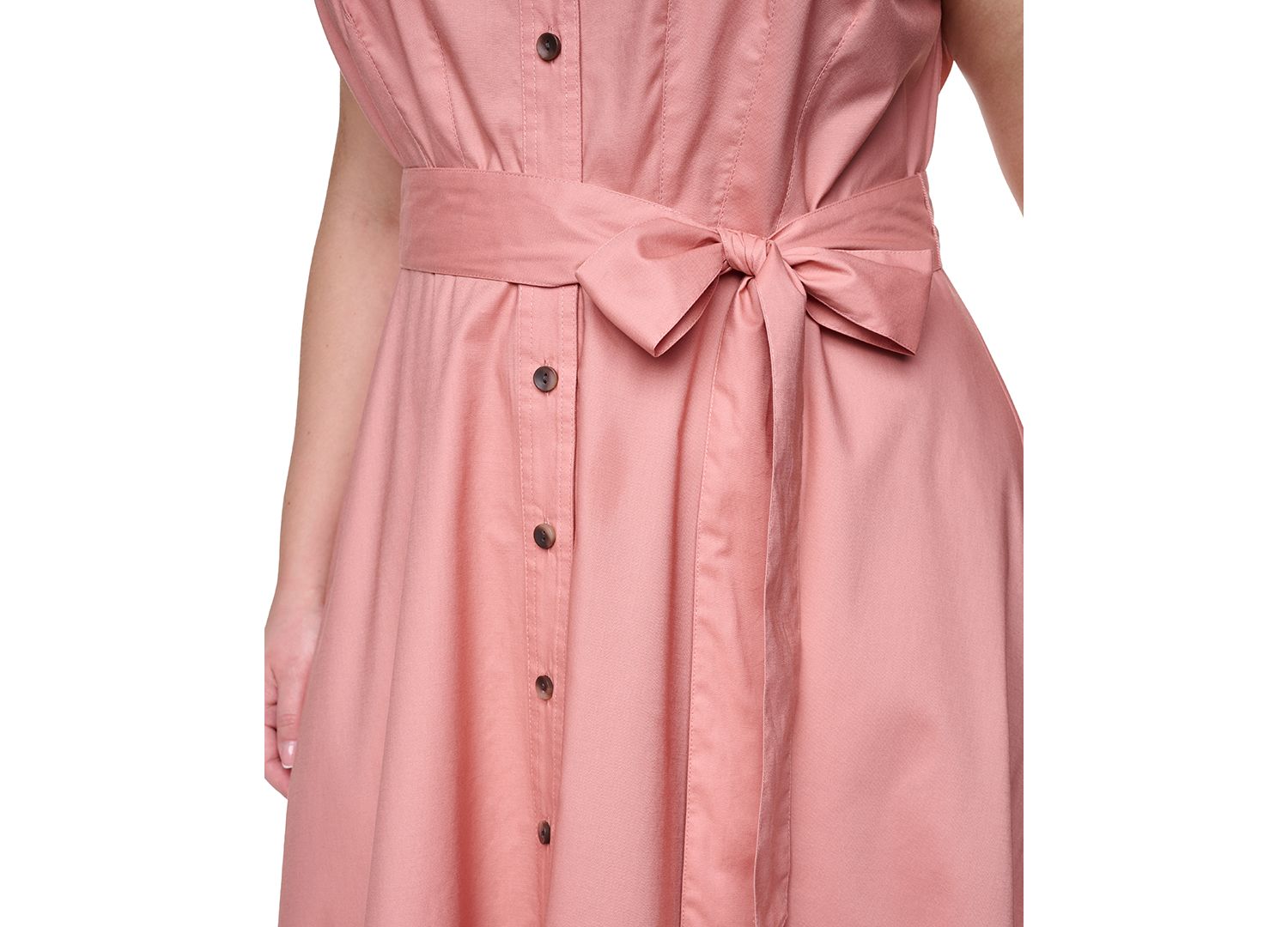 Plus Size Collared V-Neck Shirt-Dress