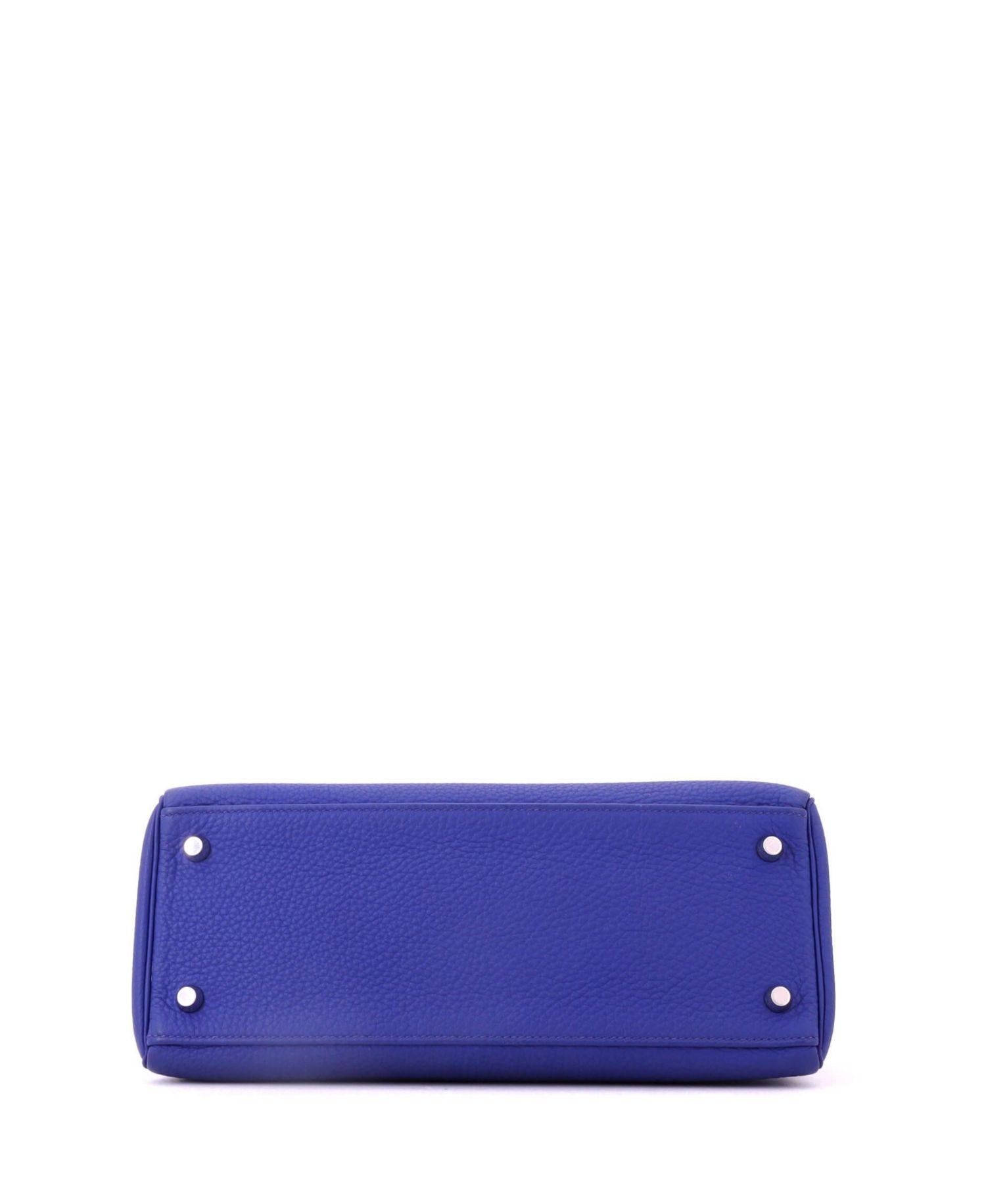 Kelly 28 Handbag Blue Togo with Palladium Hardware