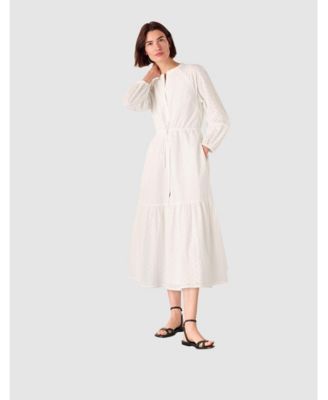 Women's Long Sleeve Broderie Midi Dress