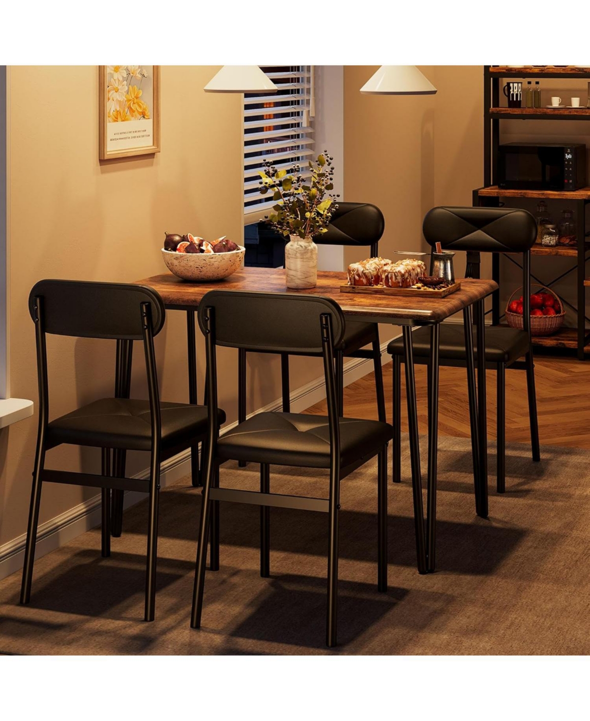 gaomon 5-Piece Dining Table Set with Upholstered Chairs