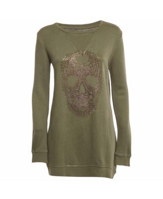 Women's Skull Embellished Cotton Anael Tunic Sweater