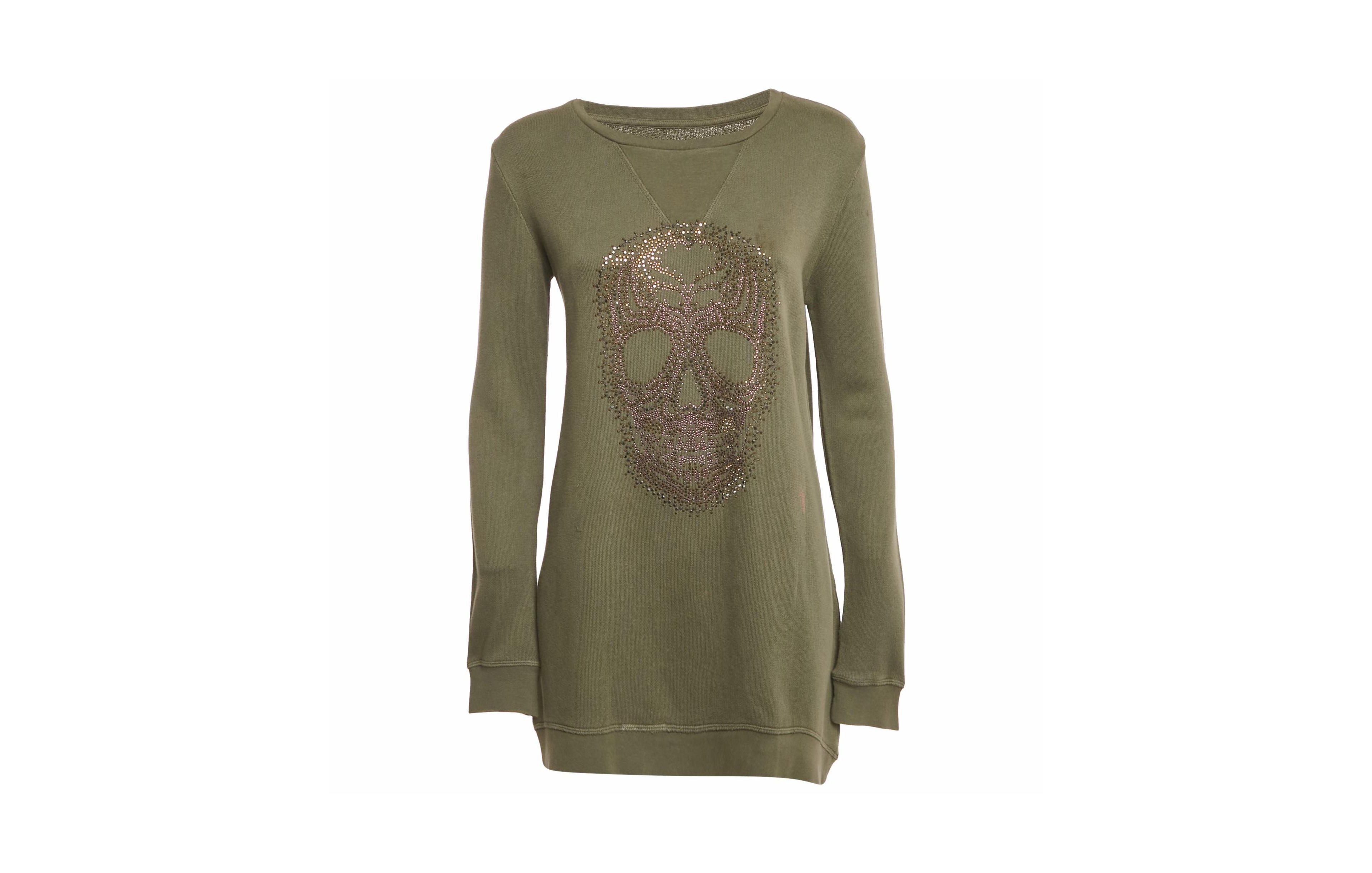 Pre-Owned Zadig & Voltaire Women's Skull Embellished Cotton Anael Tunic Sweater