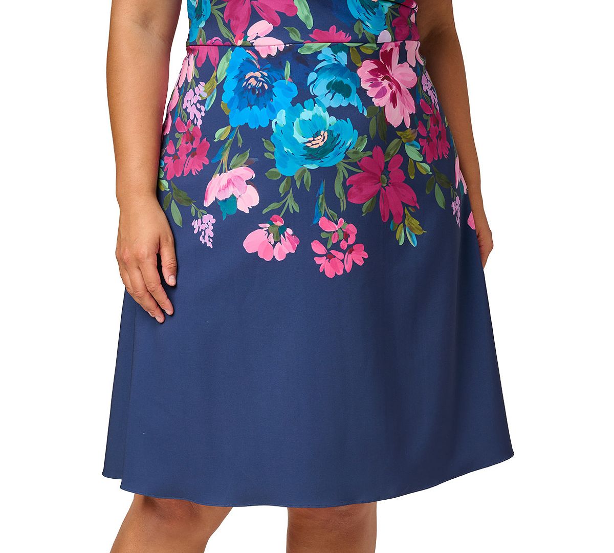 Adrianna Papell Plus Size Printed V-Neck Sleeveless Midi Dress view 3 — MAYCSS fashion products