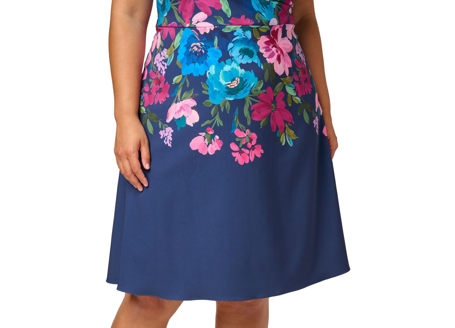 Plus Size Printed V-Neck Sleeveless Midi Dress
