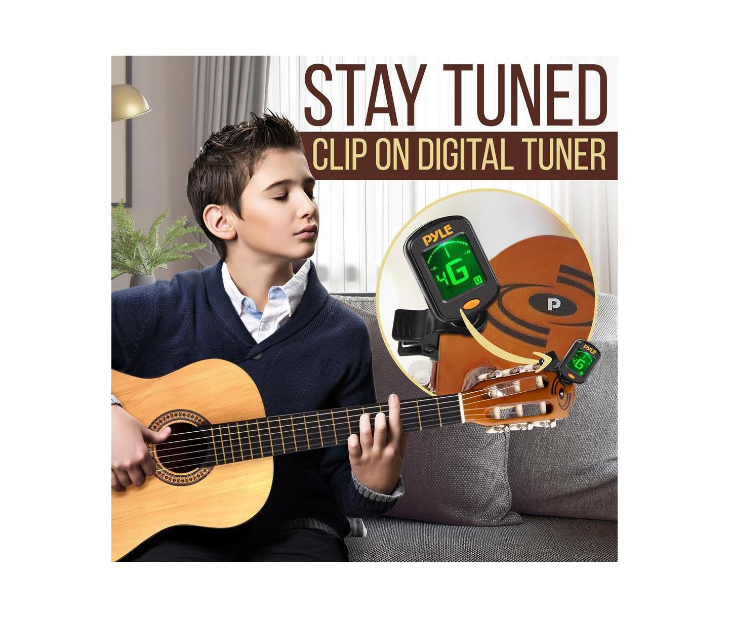 Детские игрушки Pyle 30" Junior Classic Style Guitar Kit with Digital Tuner, Ages 4+ — фото 4