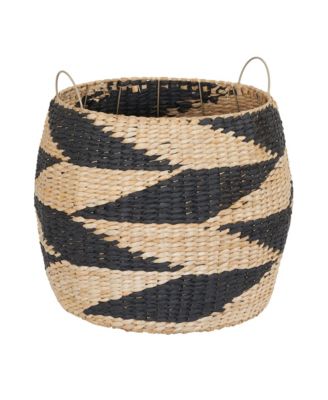 Large Woven Basket, Round Decorative Basket with Handles