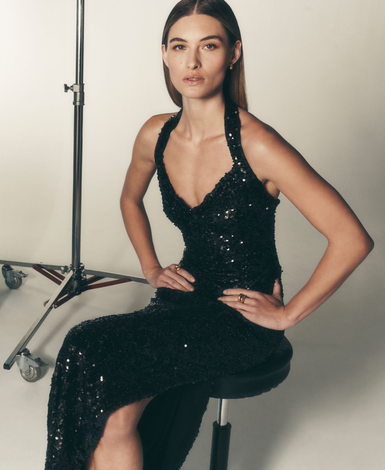 Women's Sequin Halter Neck Ball Gown