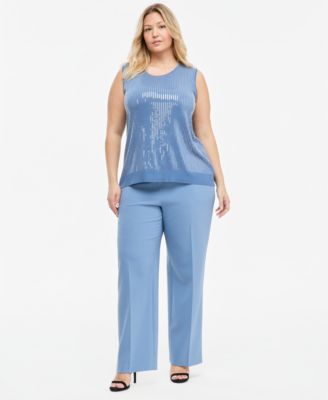 Plus Size Wide-Leg Pull-On Pants