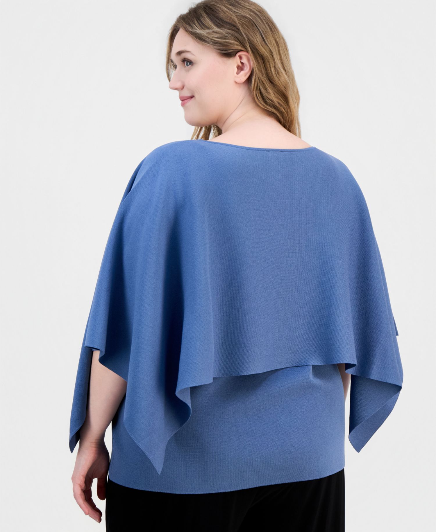 Petite Boat Neck Sweater Cape Top