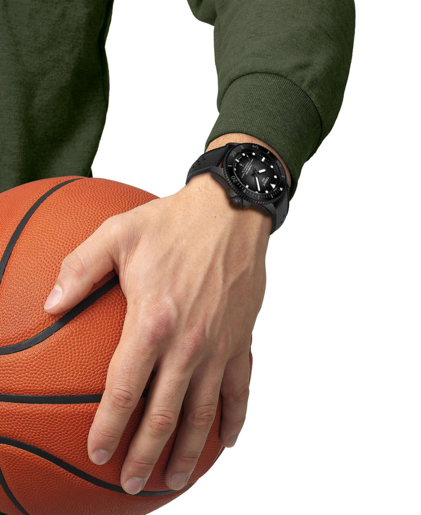Мужские часы Tissot Seastar Black Rubber Strap Watch 44mm — фото 4