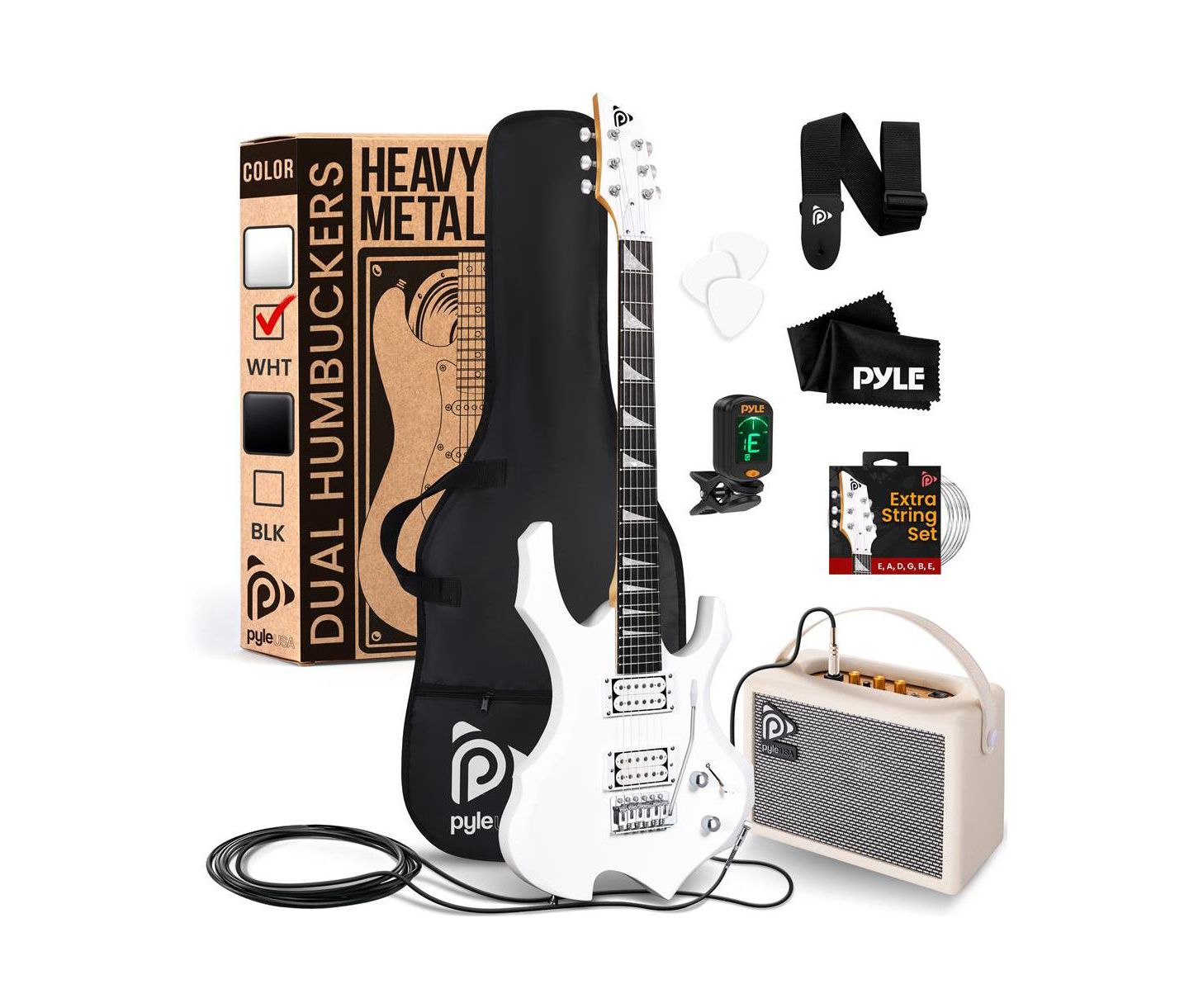 Детские игрушки Pyle 6-String Electric Guitar Kit - Includes Amplifier, Digital Tuner, and Accessories — фото 1