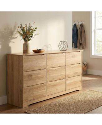 9 Drawer Tall Wood Dresser, Modern Storage Chest with Wide Top for Bedroom