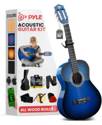 Classical Guitar Starter Kit, 30" 1/4 Size All-Wood Guitar with Capo, Gig Bag, Strings, Strap & Picks