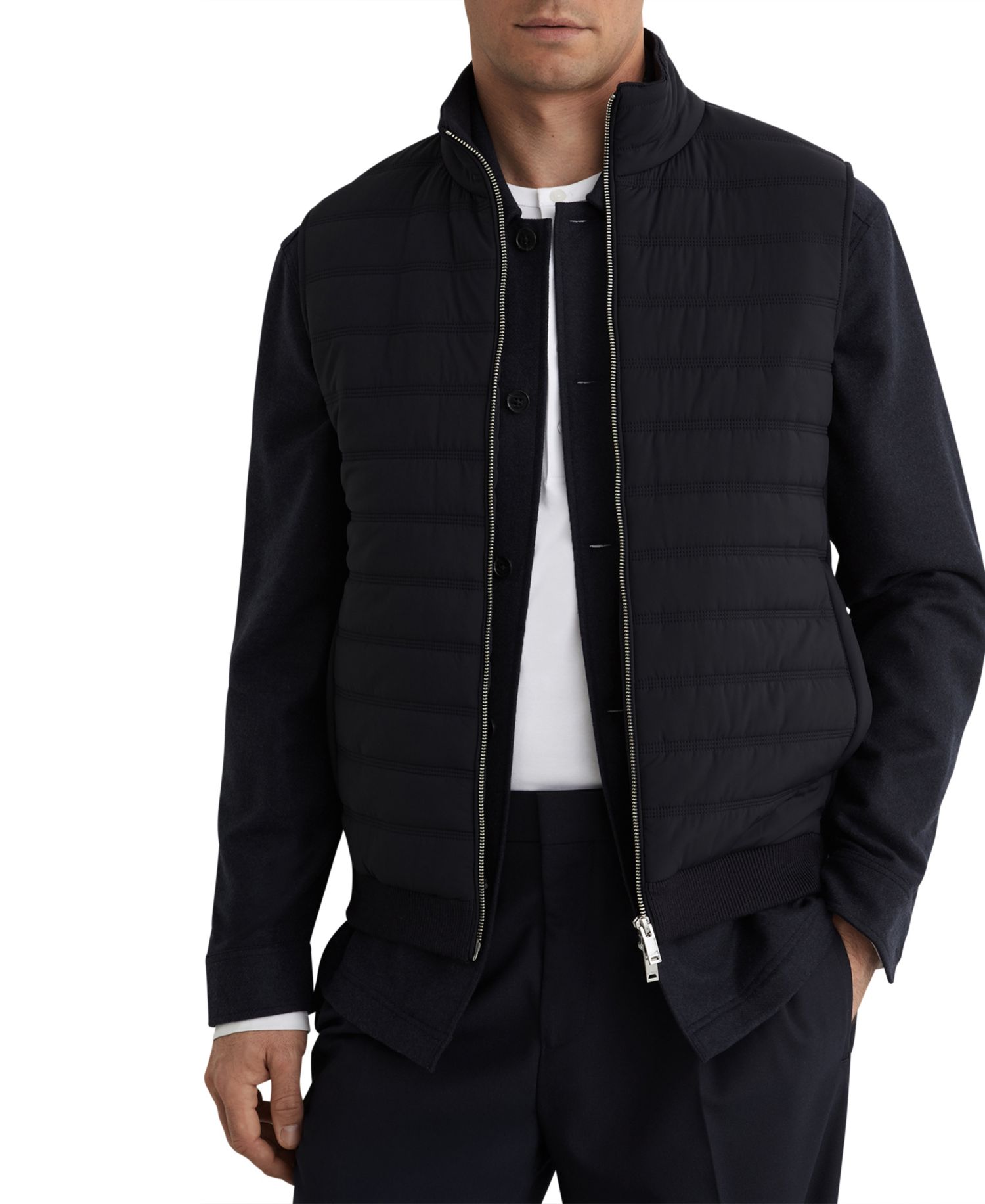 Men's Newford Funnel-Neck Quilted Knit Gilet