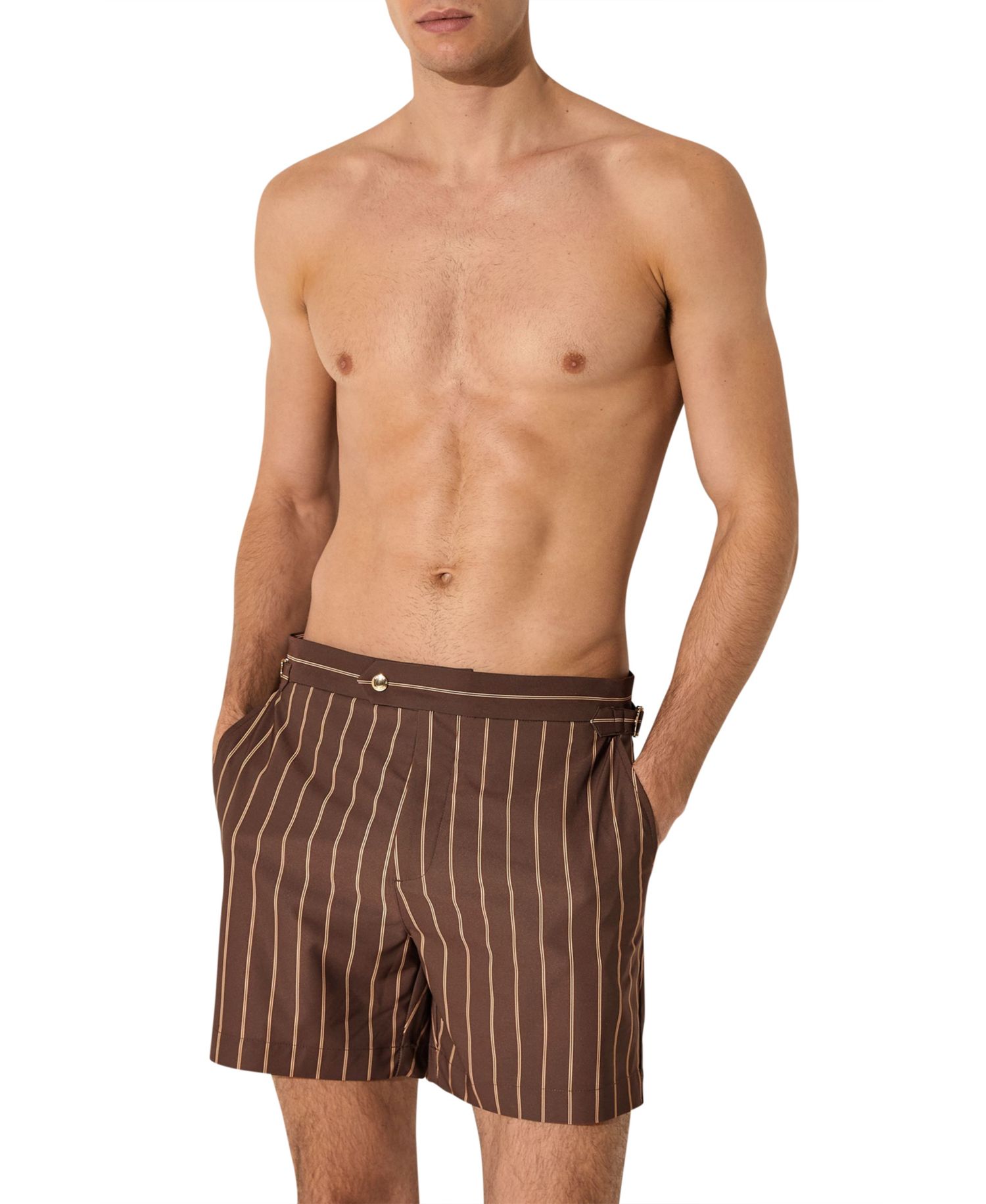Men's Presley Pinstripe Side-Adjuster Swim Shorts