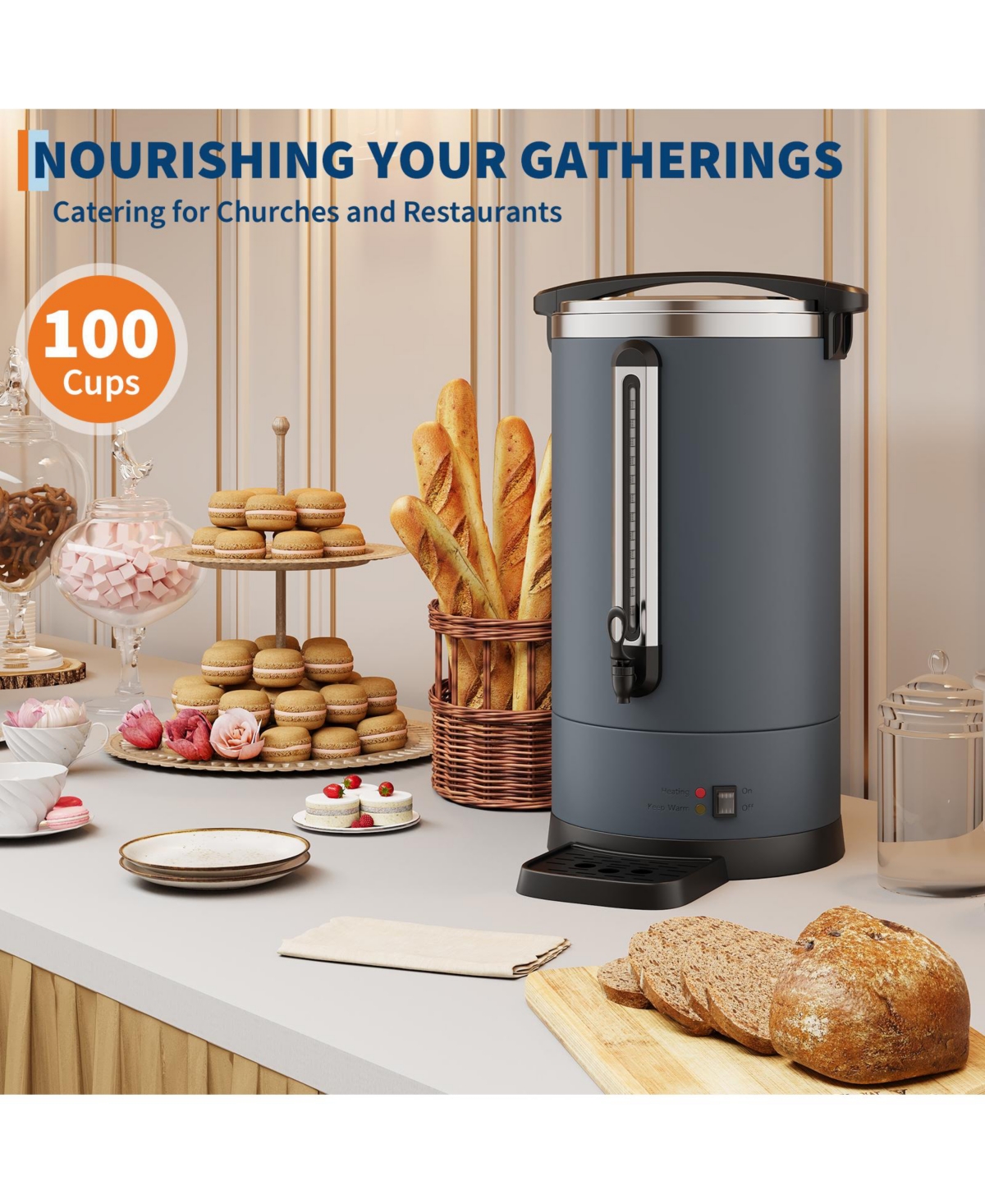 gaomon 14L Double Wall Commerical Coffee Urn, Hot Coffee Dispenser, for Wedding, Buffet, Catering, Events