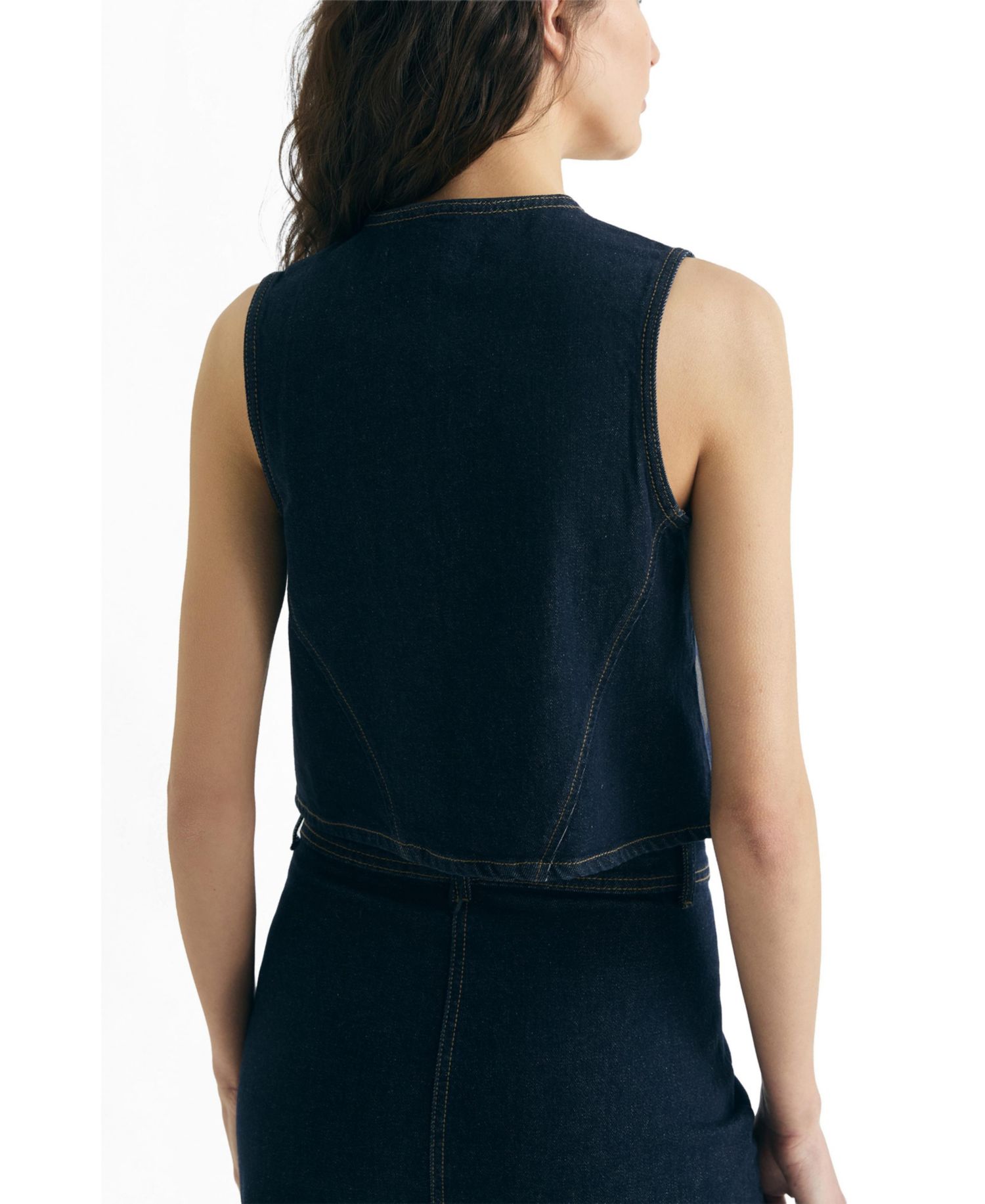 Women's Cropped Denim Vest