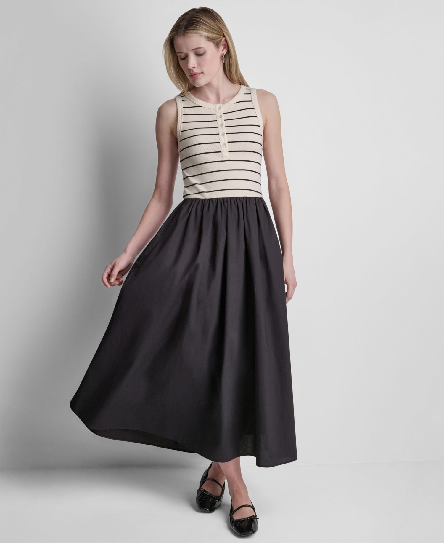 Women's Rib Henley Tank Maxi Dress