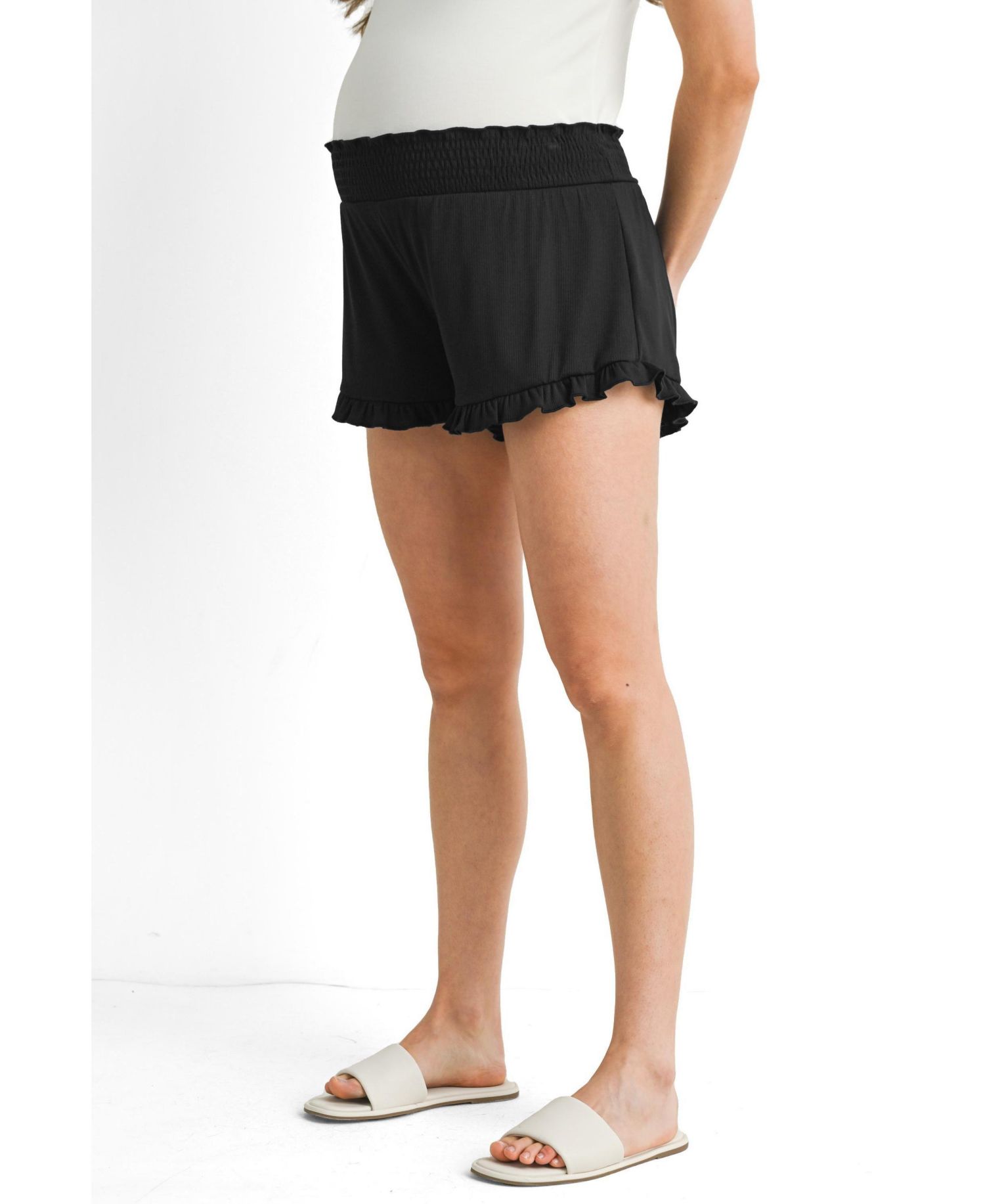 Maternity Smocked Ruffle Lounge Shorts
