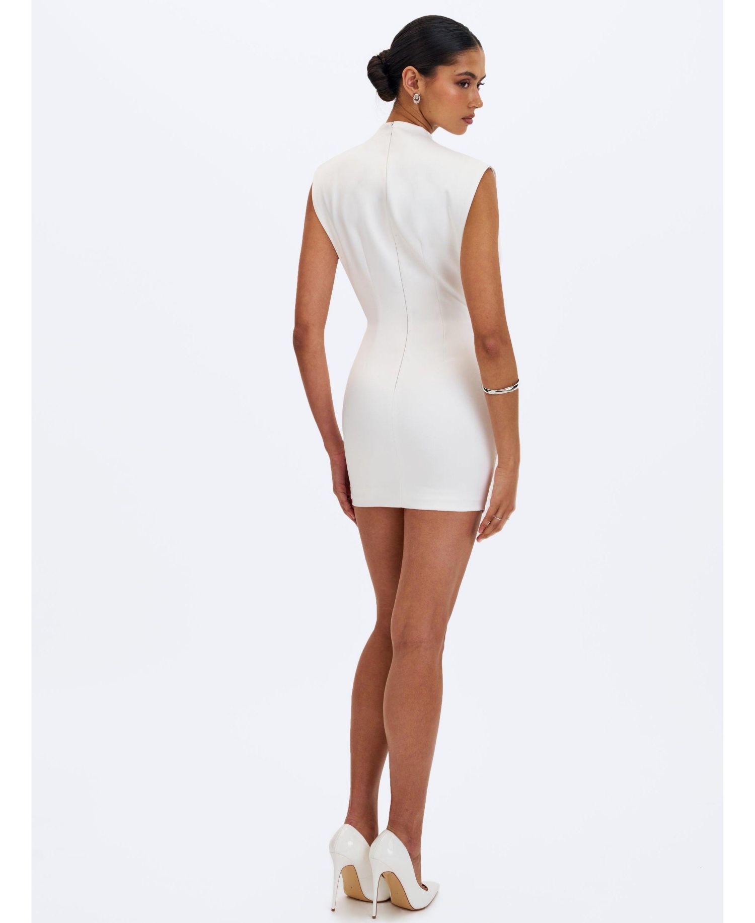 Women's Vienna Satin Mock Neck Mini Dress