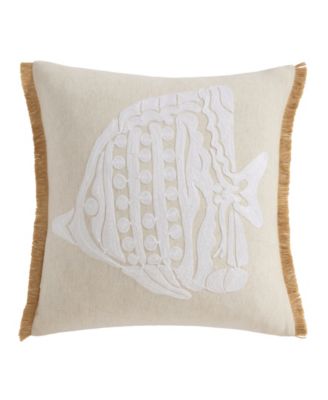Seaside Charm Crewel Stitch Decorative Pillow, 18" x 18"