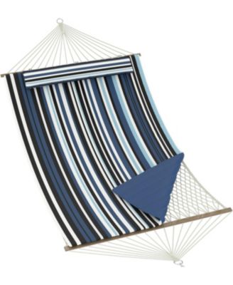 2 Person Hammock with Stand - Cotton Rope and Padded Polyester - Adjustable Steel Frame - 2-in-1 Outdoor Comfort for Patio, Backyard