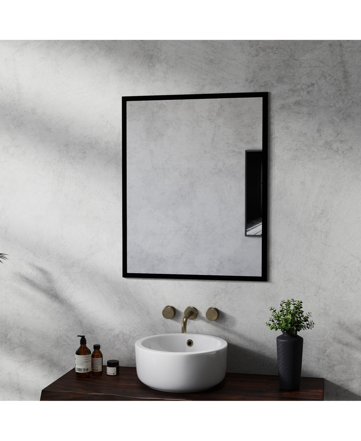 Rainsken -Inch Bathroom Mirror, Square Aluminum Mirror Frame Vanity Mirror for Bedroom