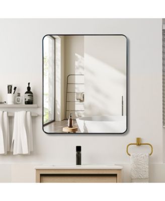 30 "x36" Rectangular Bathroom Mirror, Modern Wall Mounted Vanity Mirror with Shatterproof Film, Hangs Horizontally or Vertically