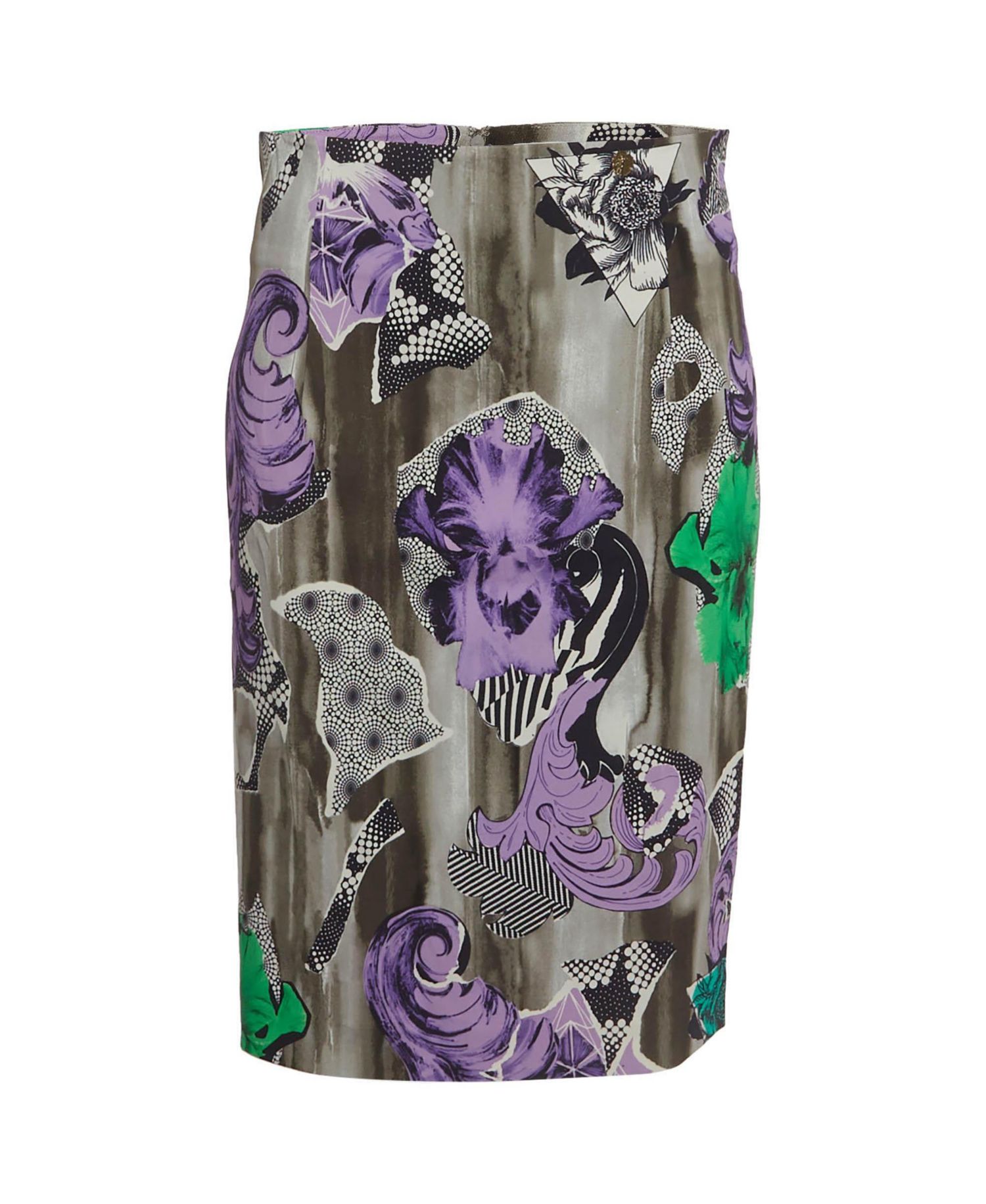 Women's Collection Multicolour Abstract Print Stretch Crepe Pencil Skirt
