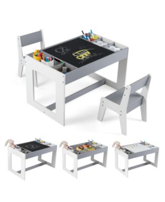 Toddler Table and Chair Set Multifunction with Chalkboard Top