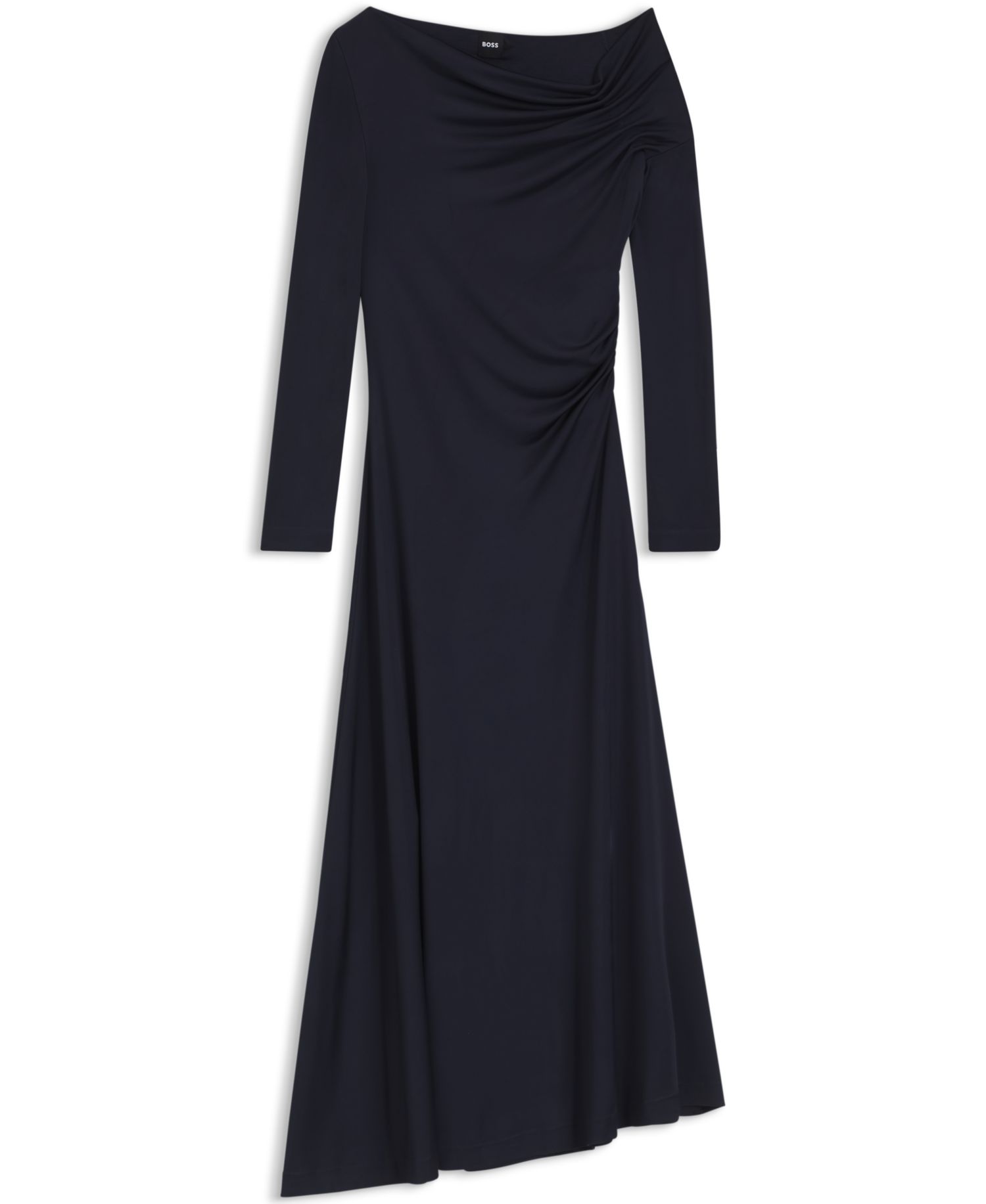 BOSS by Women's Asymmetric Neckline Long-Sleeved Dress