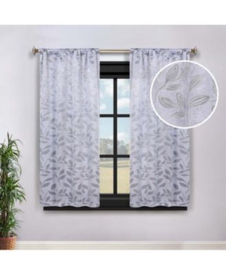 Leaves Machine Washable Room Darkening Semi Blackout Curtains, Set of 2