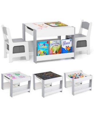 4 in 1 Kids Activity Table and Chairs Set with Reversible Top