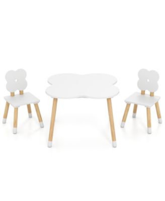 Flower Design Kids Table and Chair Set with Wooden Legs