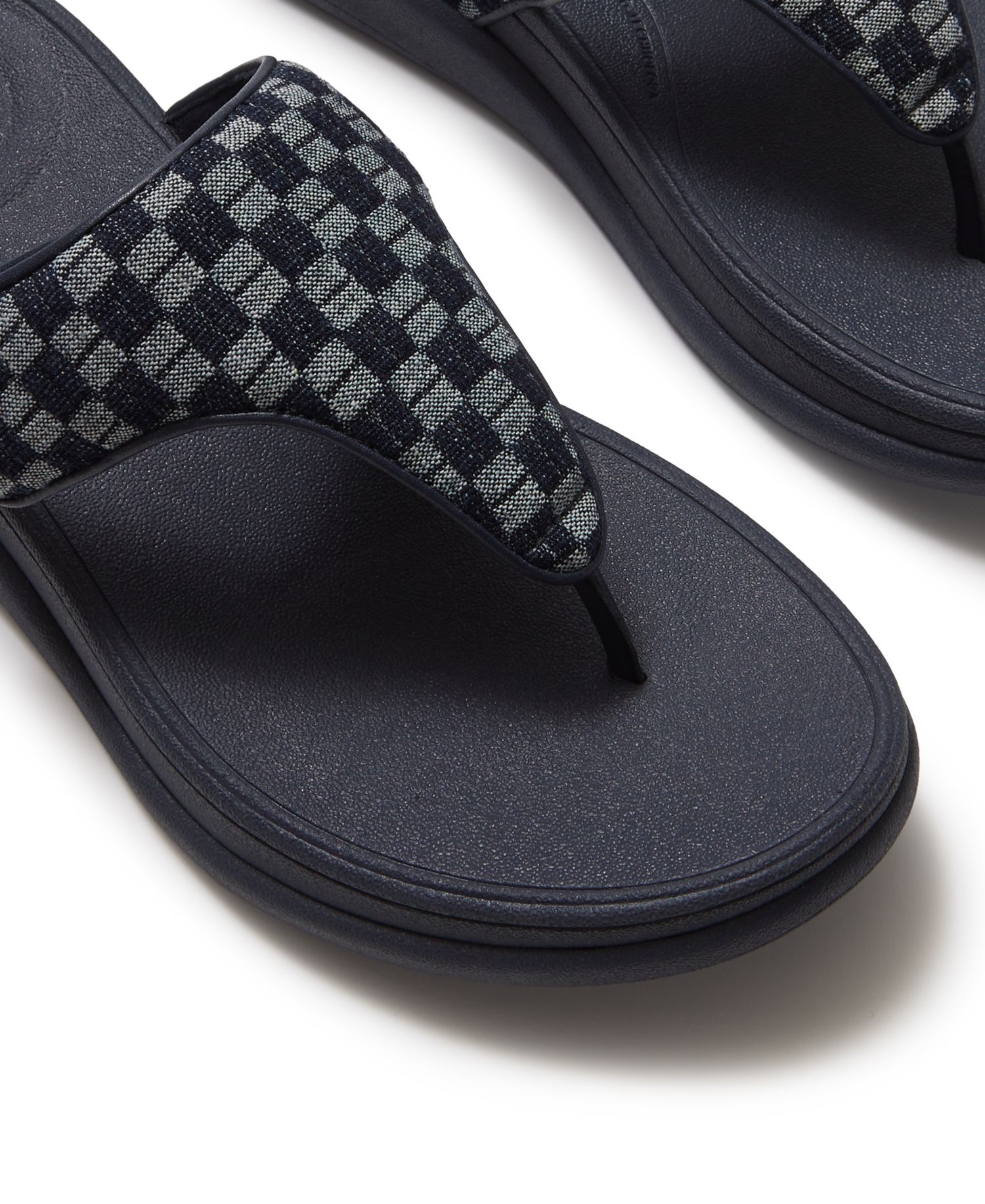 Women's F-Mode Go Checkerboard-Denim Toe-Post Sandals
