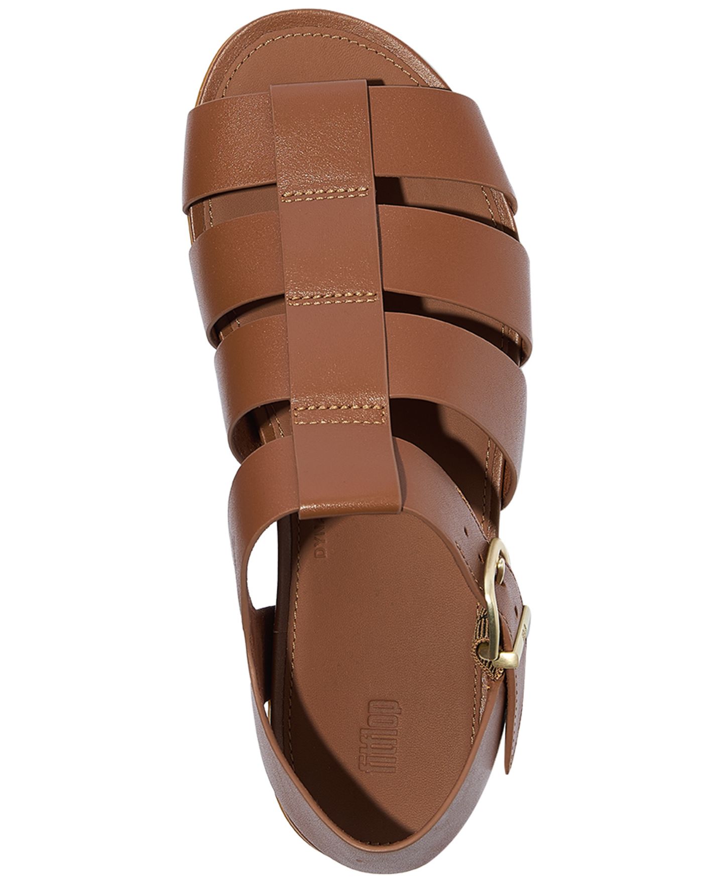 Женские сандалии FitFlop Gracie Leather Fisherman Flat, цвет: Рыжевато-коричневый — фото 3