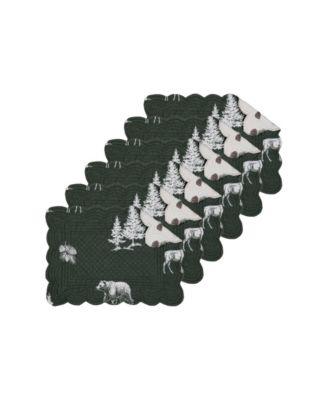 Fernwood Forest 100% Cotton Scalloped Set of 6 Placemats 13" x 19