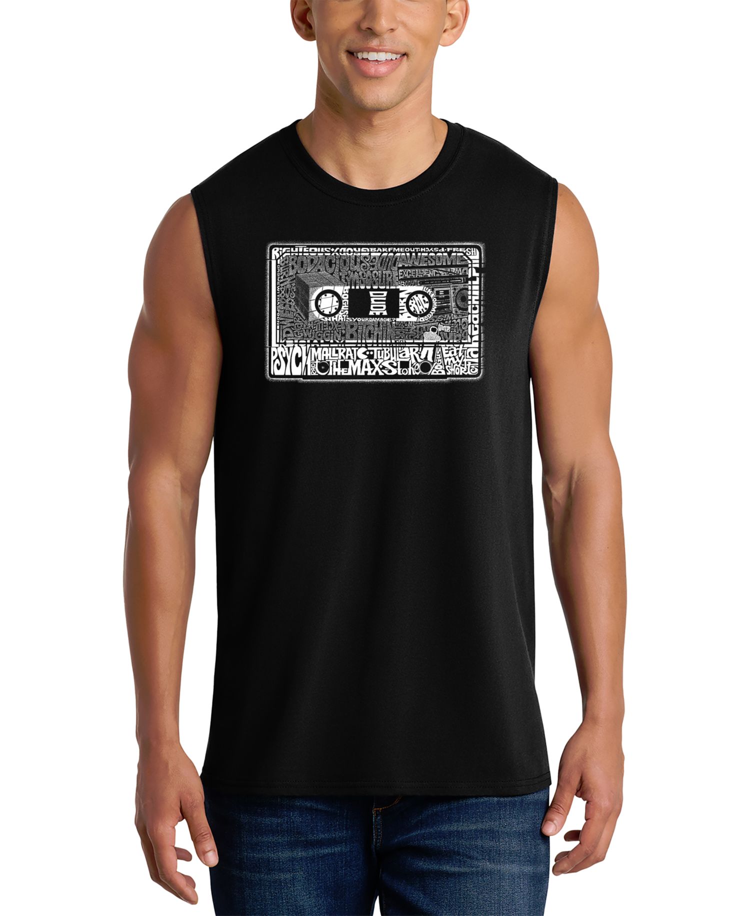 Men's Cassette Tape Design Word Art Tank Top