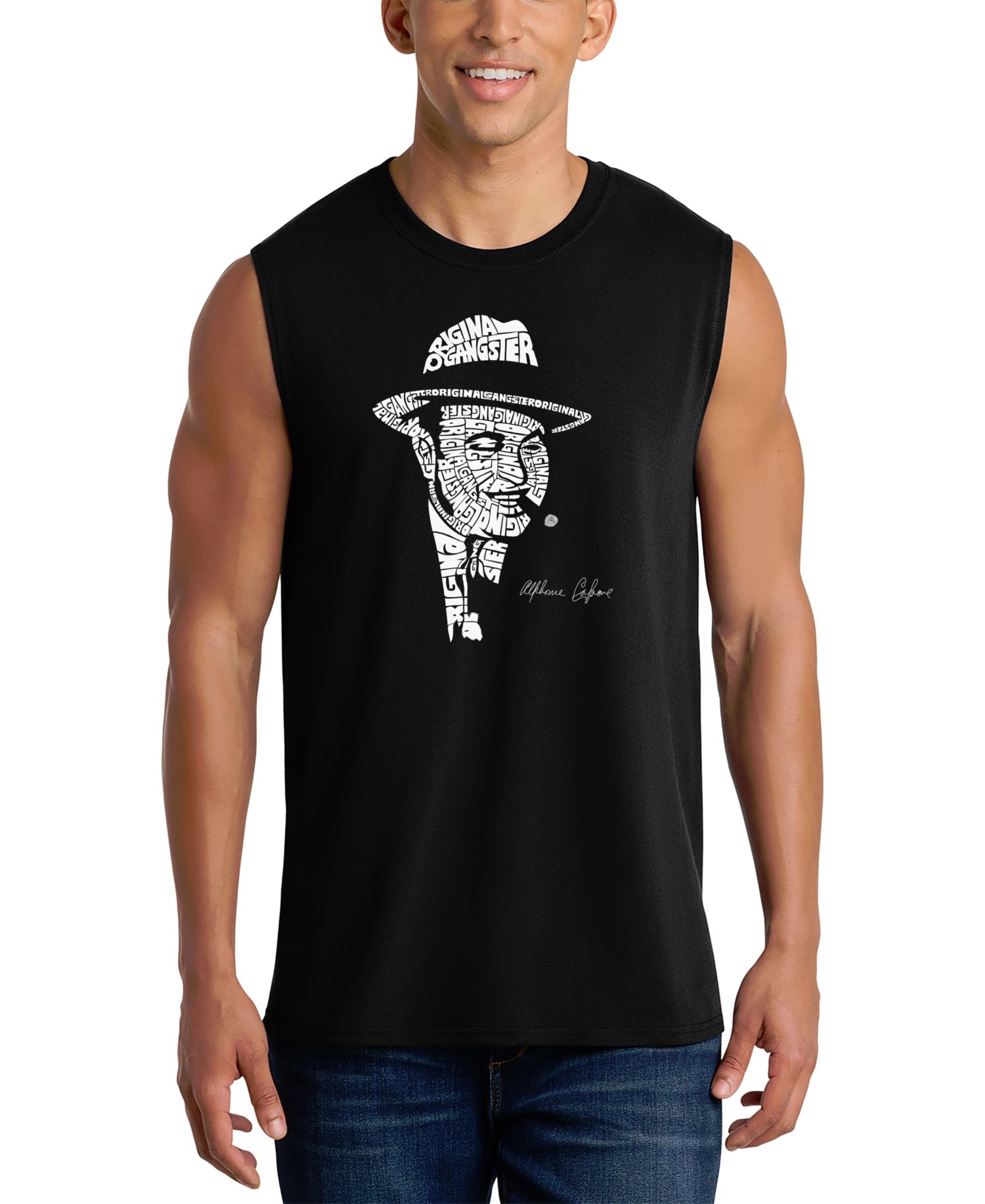 Men's Original Gangster Portrait Word Art Tank Top
