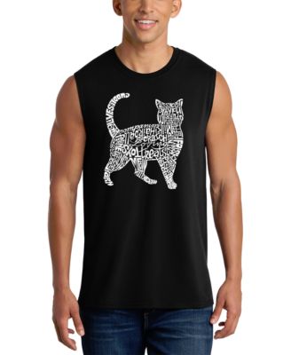 LA Pop Art - Men's Walking Cat Graphic Tank Top Black