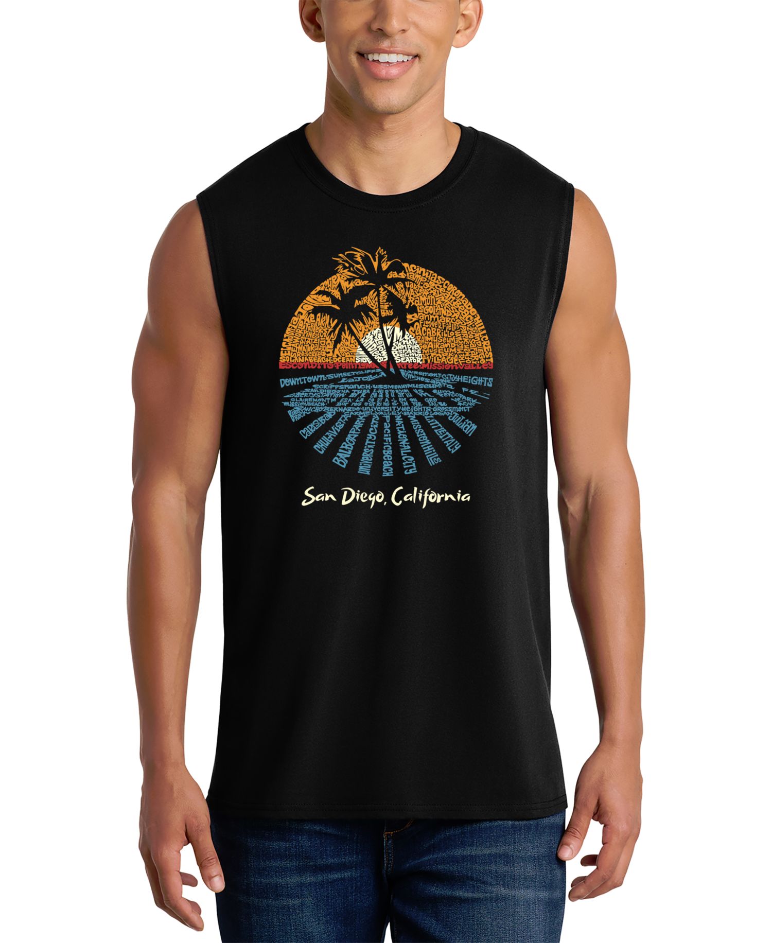 Men's San Diego California Sunset Palm Tree Graphic Tank Top