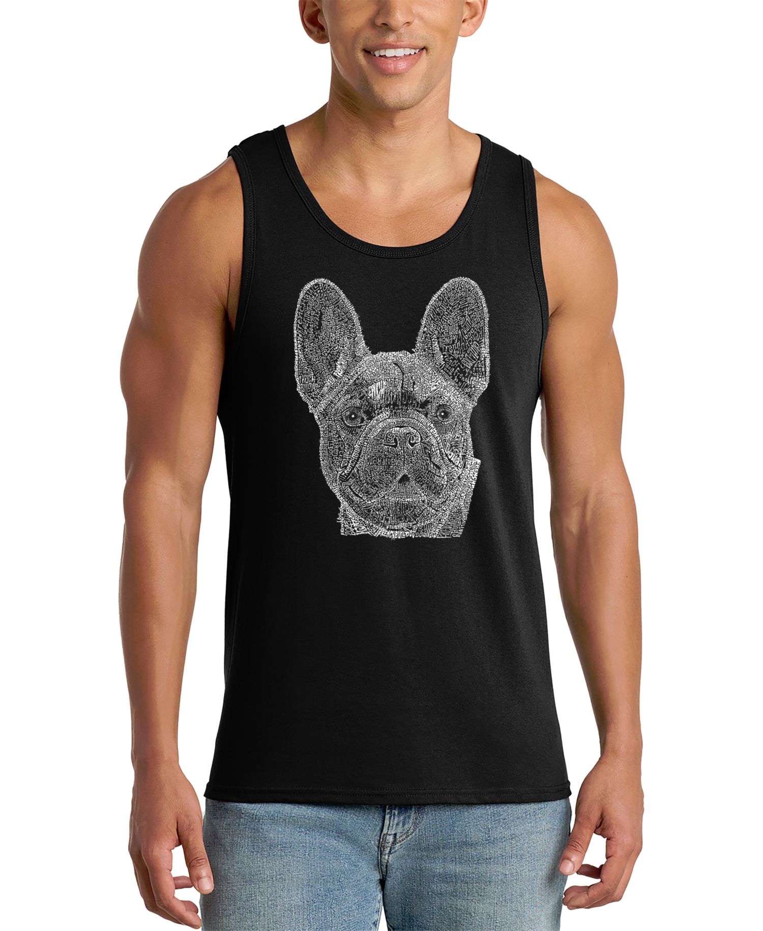 Men's French Bulldog Face Word Art Graphic Tank Top