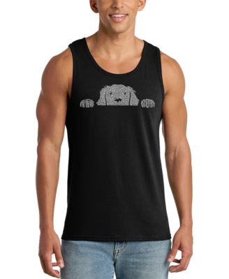 Men's Peeking Dog Word Art Tank Top