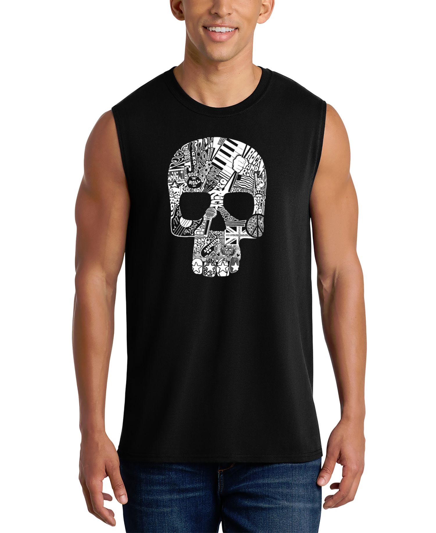 Men's Skull Word Art Graphic Tank Top