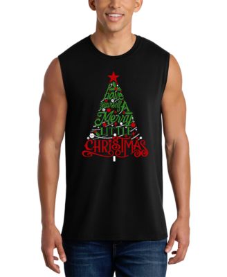 Men's Merry Christmas Tree Script Graphic Tank Top