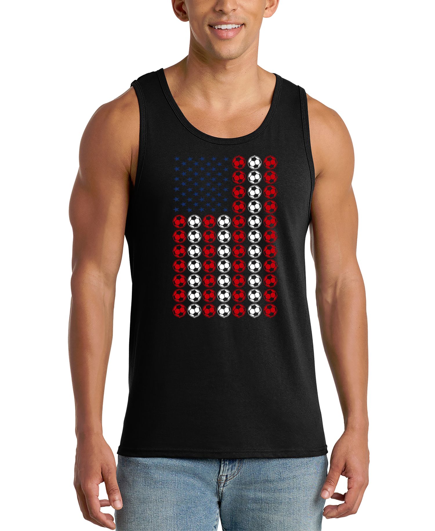Men's Soccer Ball American Flag Graphic Tank Top