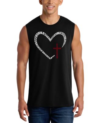 Men's Cross Heart Faith Word Art Graphic Tank Top